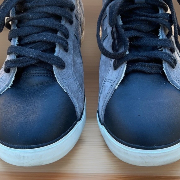 RARE Onitsuka Tiger ASICS Mens 9.5 Black Leather Gray Suede Fabre Hi Tops Shoes - Picture 4 of 11